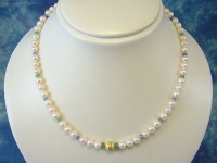 Akoya Pearl necklace with faceted Emerald and Tanzanite (58k)