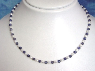 Pearl necklace - fine baroque pearls with Iolite