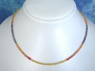 Sapphire necklace 35,15 Ct. multicolor faceted