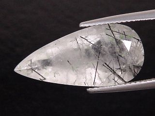Tourmaline Quartz 8,37 Ct. - pear faceted - black needles