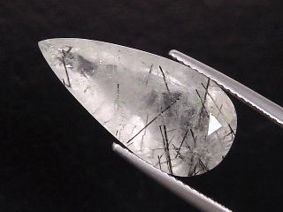 Tourmaline Quartz 8,37 Ct. - pear faceted - black needles