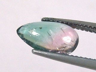 Tourmaline bicolor 2,24 Ct. rose & green pear cabochon