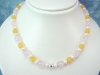 Rose Quartz necklace with orange Calcite and pearls