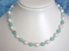 Modern Amazonite necklace with baroque pearls & silver