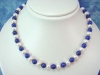 Lapislazuli necklace fine blue with rondelle pearls (72k)