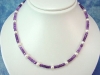 Amethyst necklace - violet Amethyst with white pearls