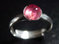 Preview: Rubellit Turmalin Ring 1,01 Ct. runder Cabochon 925 massiv Silber - Größe offen anpassbar