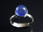 Preview: Tansanit Ring 3,43 Ct. runder Cabochon 925 massiv Silber - Größe offen anpassbar