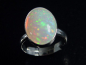 Preview: Opal Ring 3,65 Ct. ovaler Cabochon 925 massiv Silber - Größe offen anpassbar