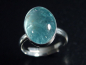 Preview: Aquamarin Ring 6,25 Ct. ovaler Cabochon 925 massiv Silber - Größe offen anpassbar