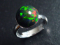 Preview: Schwarzer Opal Ring 3,00 Ct. runder Cabochon behandelt 925 massiv Silber - Größe offen anpassbar