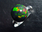 Preview: Schwarzer Opal Ring 3,00 Ct. runder Cabochon behandelt 925 massiv Silber - Größe offen anpassbar
