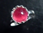 Preview: Rubellit Turmalin Ring mit Krone 2,88 Ct. runder Cabochon 925 massiv Silber - Größe offen anpassbar