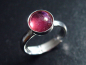 Preview: Rubellit Turmalin Ring 1,89 Ct. runder Cabochon 925 massiv Silber - Größe offen anpassbar