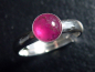Preview: Rubellit Turmalin Ring 0,97 Ct. runder Cabochon 925 massiv Silber - Größe offen anpassbar