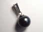 Preview: Tahitiperle Anhänger - echte runde 11 mm schwarze Perle aus Tahiti in 925 Silber