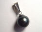 Preview: Tahitian pearl pendant - genuine round 11 mm black pearl in 925 Silver