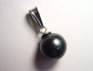 Preview: Tahitian pearl pendant - genuine round 11 mm black pearl in 925 Silver