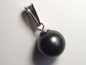 Preview: Tahitiperle Anhänger - echte runde 11 mm schwarze Perle aus Tahiti in 925 Silber