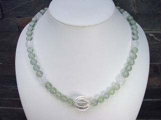 Fluoritkette mit Bergkristall Würfeln 325,10 Ct. modernes Design mit Silber 51 - 52,5 cm