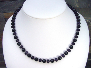 Turmalinkette mit Amethyst 197,80 Ct. - schwarzer Turmalin 47,5 - 50,5 cm