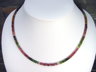 Turmalinkette 86,05 Ct. bunte Turmalin Kette facettiert 47,5 - 50,5 cm