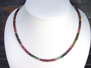 Turmalinkette 88,40 Ct. bunte Turmalin Kette facettiert 47,5 - 50,5 cm