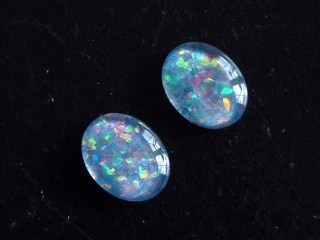 Opal / Edelopal Paar 10 x 8 mm Oval Cabochon Triplette - Australien