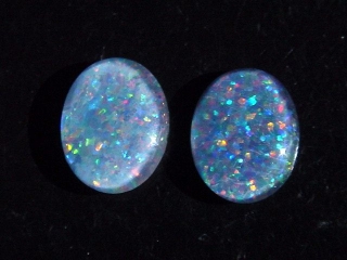 Opal / Edelopal Paar 10 x 8 mm Oval Cabochon Triplette - Australien