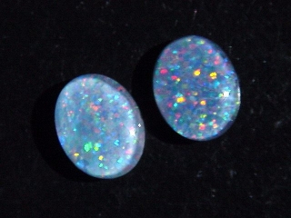 Opal / Edelopal Paar 10 x 8 mm Oval Cabochon Triplette - Australien