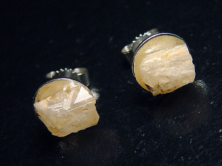 Phenakite crystal earring pair 925 silver 9 mm - Piracicaba, Minas Gerais, Brazil