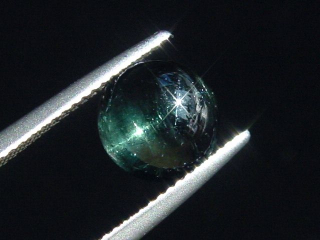 Indigolith Turmalin Katzenauge 3,07 Ct. Rund Cabochon Brasilien