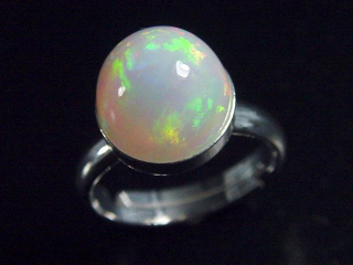 Opal Ring 3,42 Ct. runder Cabochon 925 massiv Silber - Größe offen anpassbar
