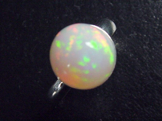 Opal Ring 3,42 Ct. runder Cabochon 925 massiv Silber - Größe offen anpassbar