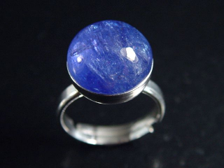 Tansanit Ring 10,16 Ct. runder Cabochon 925 massiv Silber - Größe offen anpassbar