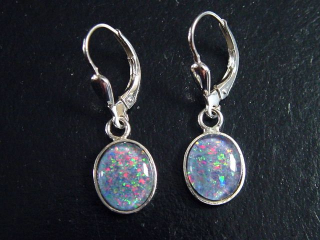 Opal / Edelopal Ohrringe 10 x 8 mm Oval Cabochon Triplette - Australien