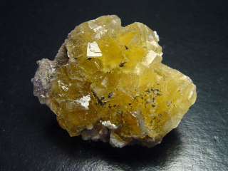 Fluorit Stufe 44 mm orange Kristalle - Asturien, Spanien