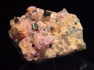 Rhodochrosit mit Bergkristall Stufe 40 mm Argentinien