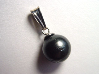 Preview: Tahitian pearl pendant - genuine round 11 mm black pearl in 925 Silver