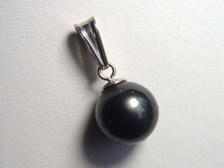 Preview: Tahitian pearl pendant - genuine round 11 mm black pearl in 925 Silver