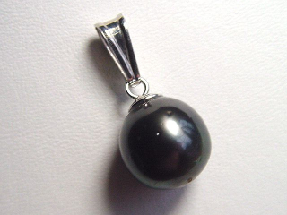 Preview: Tahitian pearl pendant - genuine 11,5 mm black pearl in 925 Silver