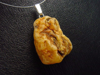 Amber rough pendant 36 mm 925 silver