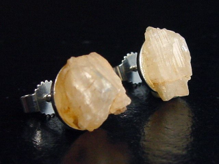 Preview: Phenakit Kristall Ohrstecker Paar 925 Silber 10 mm selten - Piracicaba, Minas Gerais, Brasilien