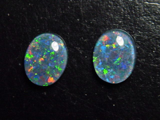 Opal / Edelopal Paar 10 x 8 mm Oval Cabochon Triplette - Australien