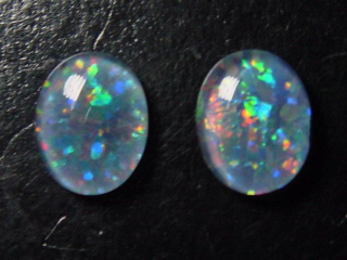 Opal / Edelopal Paar 10 x 8 mm Oval Cabochon Triplette - Australien