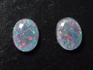 Preview: Opal / Edelopal Paar 10 x 8 mm Oval Cabochon Triplette - Australien