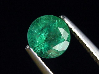 Preview: Smaragd 0,98 Ct. feines Grün 6 mm Rund Kolumbien