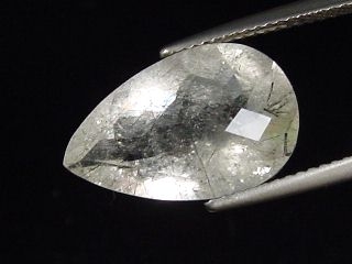 Turmalinquarz 7,63 Ct. - Tropfen facettiert - schwarze Nadeln