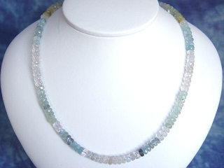Beryll Kette 135,70 Ct. facettierter Aquamarin, Goldberyll 47 cm
