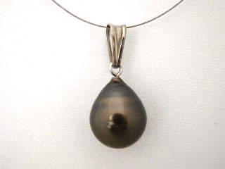 Tahitian pearl pendant - genuine 15 mm pearl in 925 Silver